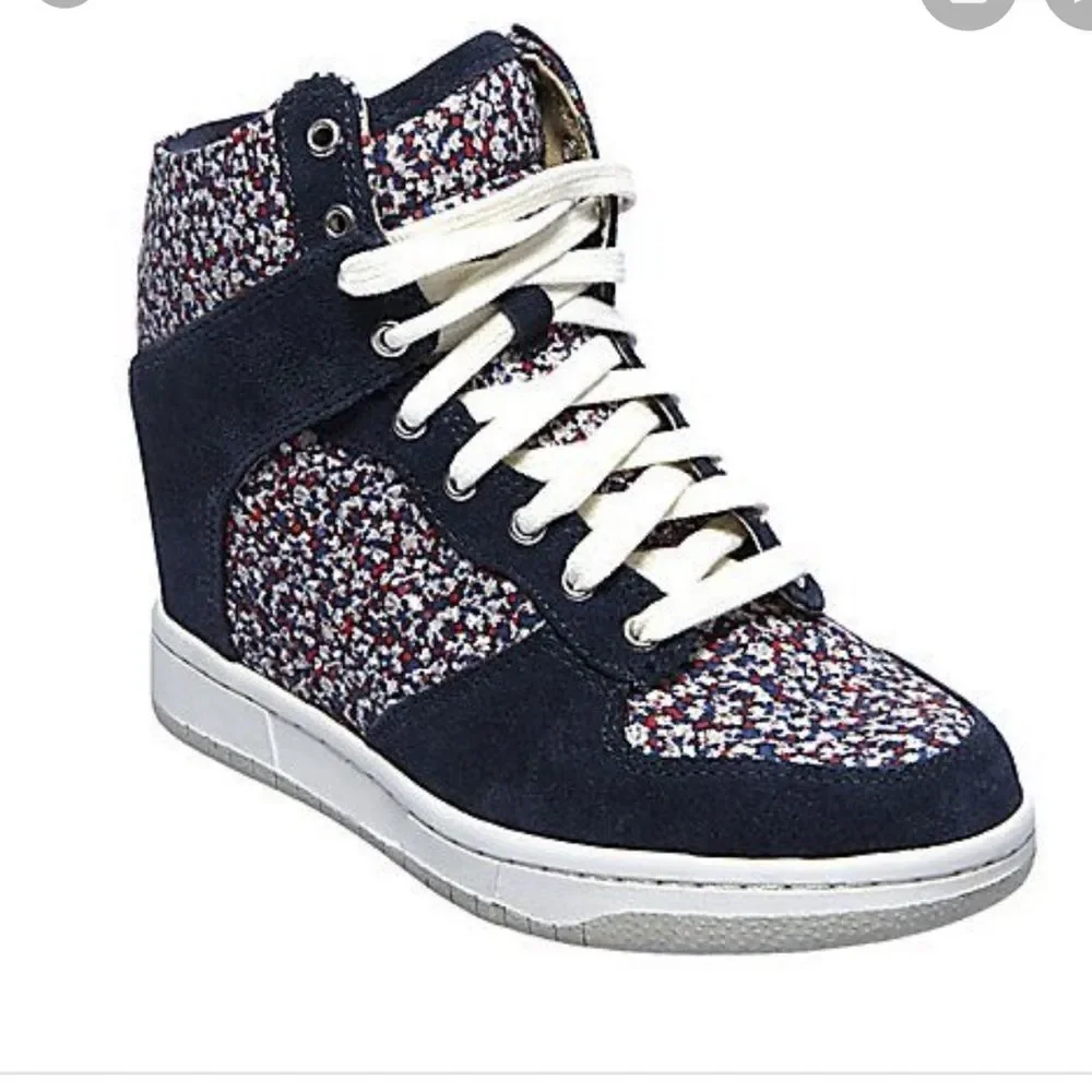 Steve Madden Lymlight Floral Wedge Sneakers Sz 8.5